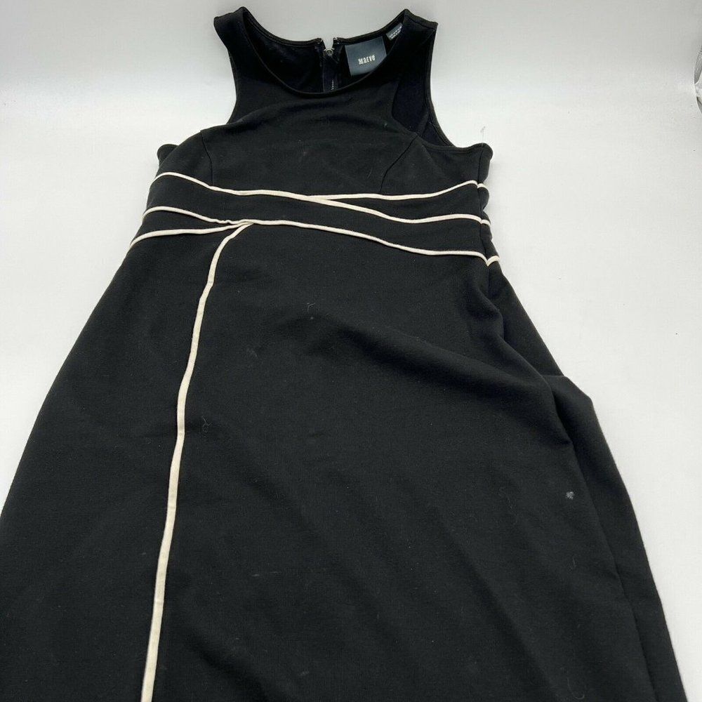 Anthropologie Maeve Dress 6 Sleeveless Black White Back Zip Stretch 66170